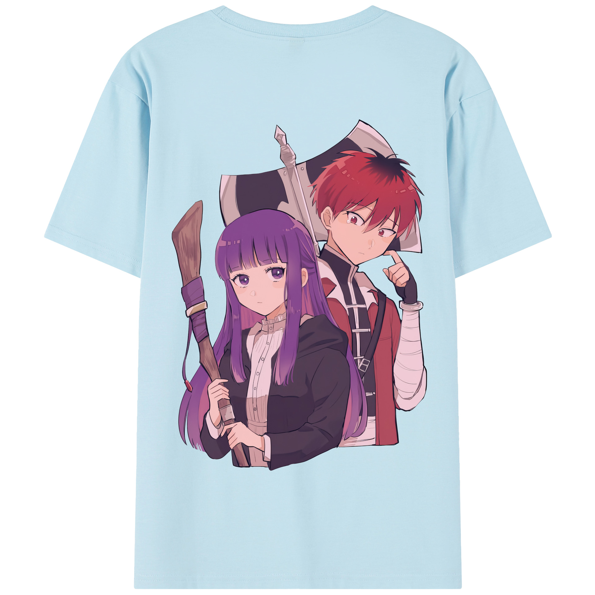 （画像用） 葬送のフリーレン Frieren 綿100％半袖Tシャツ（背面プリント）